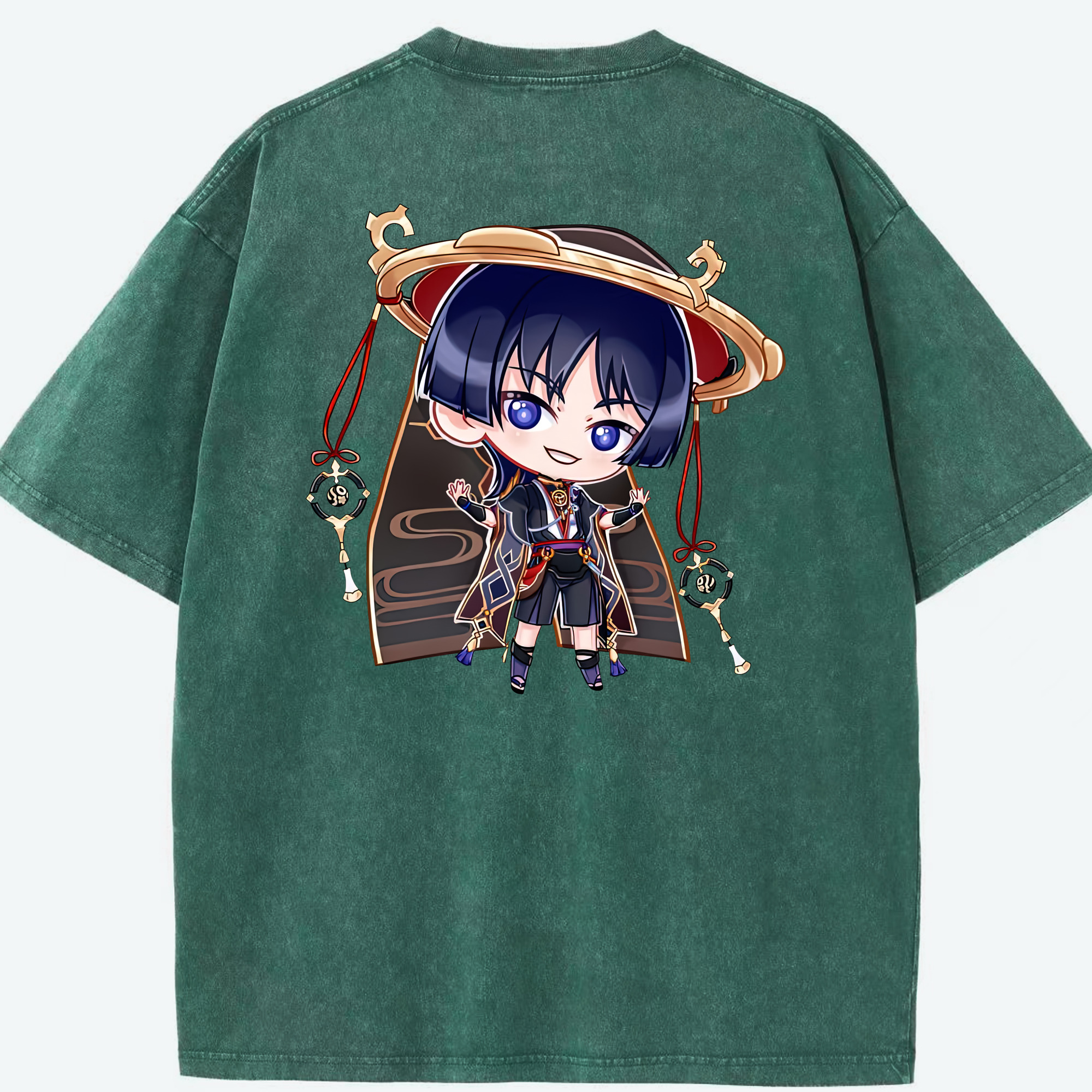 げんし神 さんペい genshin Sanpei 綿100% ヴィンテージ風 半袖Tシャツ（背面プリント）